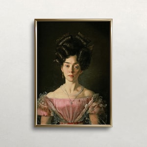 Vintage Woman Portrait Print: Moody Dark Academia Wall Art (Digital Download)