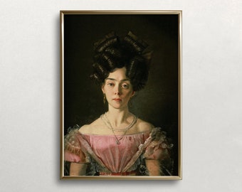 Vintage Woman Portrait Print: Moody Dark Academia Wall Art (Digital Download)