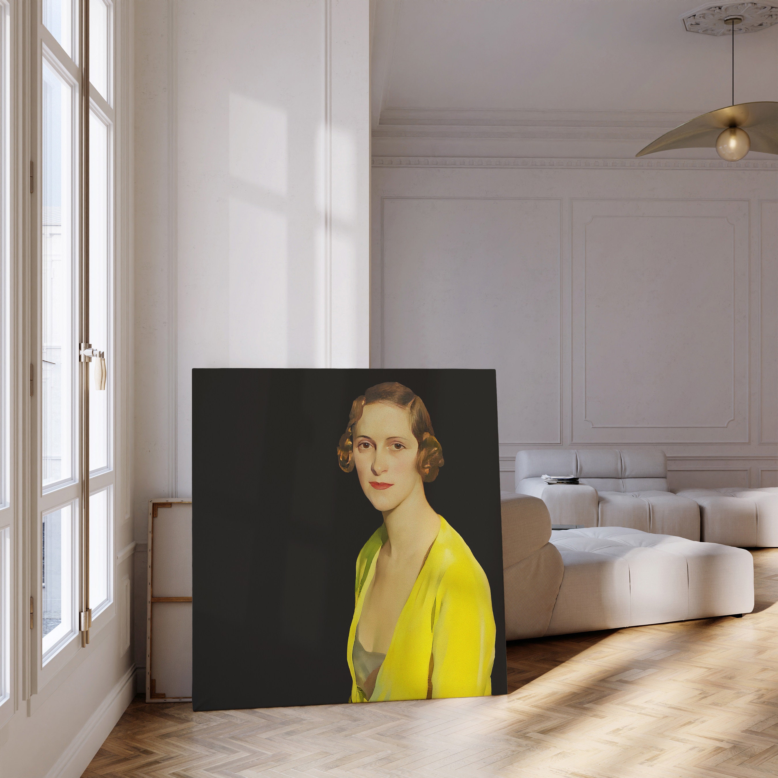 Vintage Woman Portrait Print | Yellow Dress Fashion Art (digital ...
