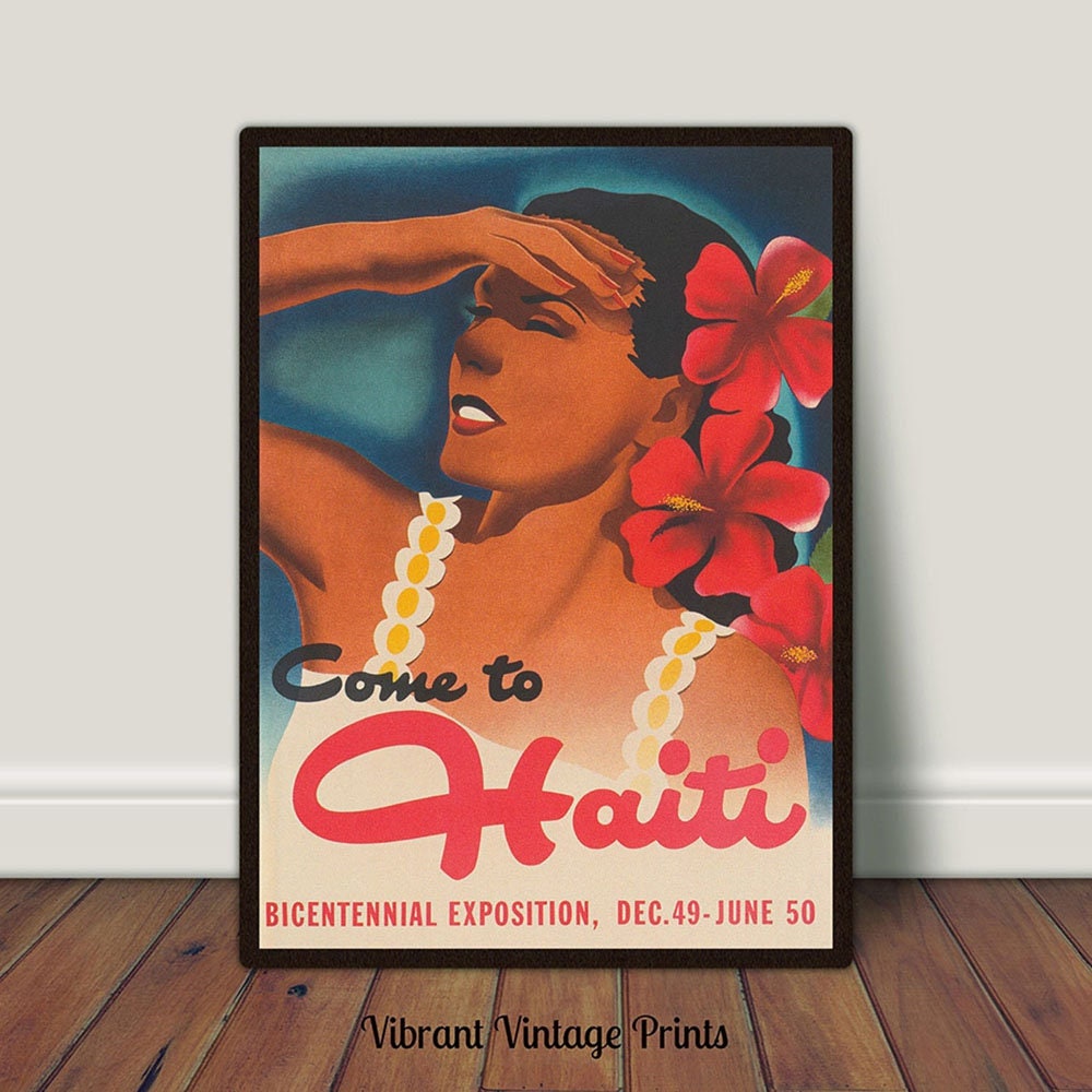 Haiti Wall Art Vintage Wall Art Travel Art Caribbean Island Etsy