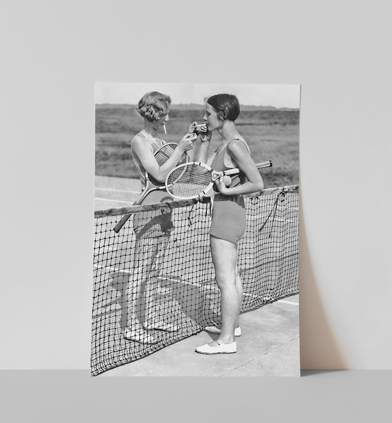 Women Tennis Players, Black and White Art, Vintage Wall Art, Cigarette Break, Women Sports Art, DIGITAL DOWNLOAD, PRINTABLE Art image 8