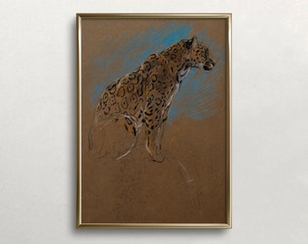 Jaguar Wall Art | Vintage Leopard Art | Moody Wall Art | Dark Aesthetic Decor | Antique Decor | Digital DOWNLOAD | PRINTABLE Wall Art #456