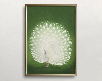 White Peacock Art | Vintage Wall Art  | Peacock Print | Japanese Wall Art | Vintage Peacock Art | Digital DOWNLOAD | PRINTABLE Wall Art #252