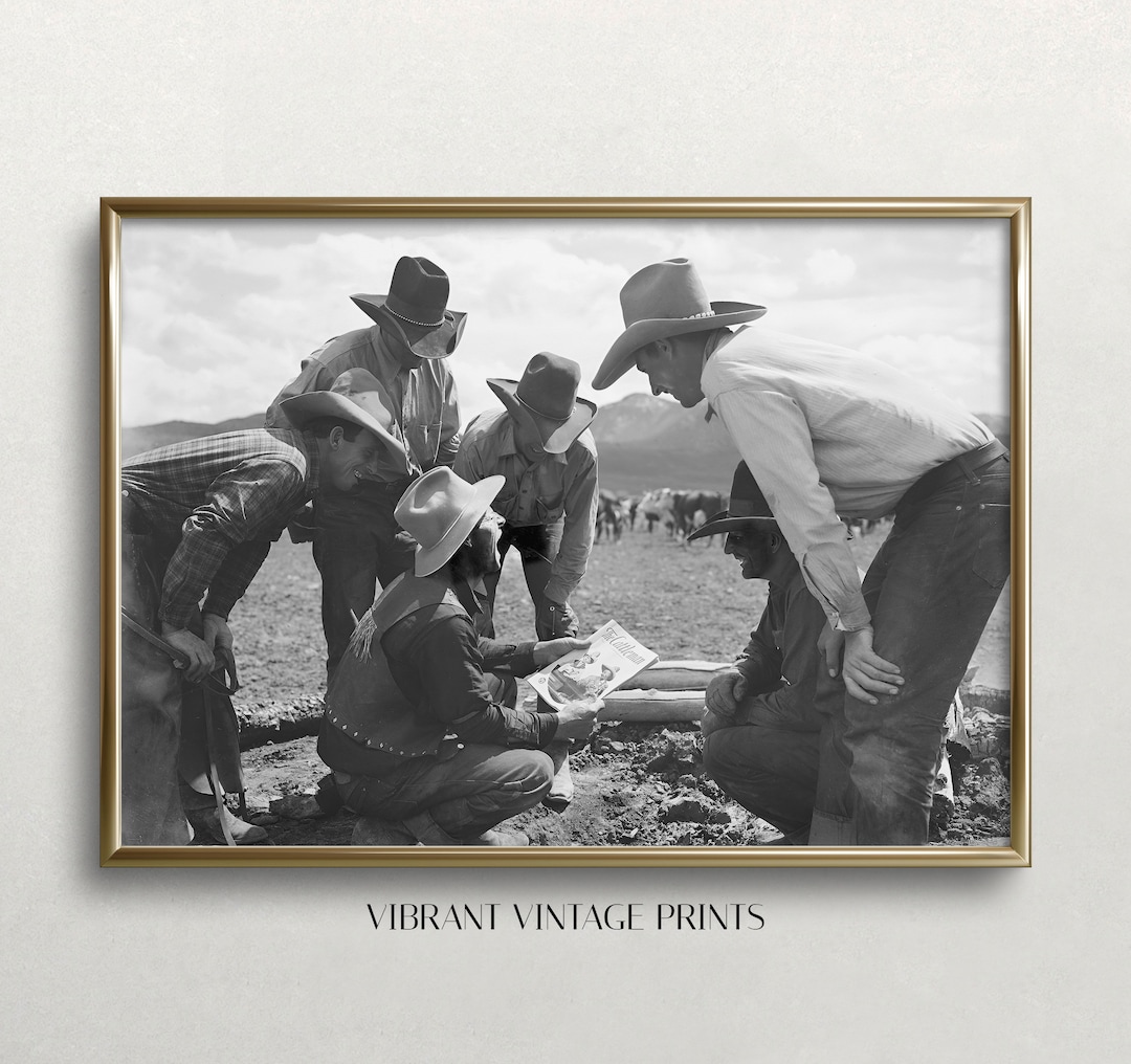 Cowboy Wall Art, Black and White Art, Vintage Wall Art, Wild West Photo ...