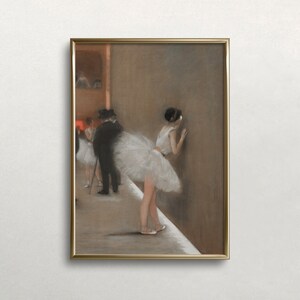 Ballerina Wall Art | Woman Portrait | Vintage Wall Art | Muted Neutral Colors | Antique Wall Decor | Behind the Curtain | PRINTABLE Art #245