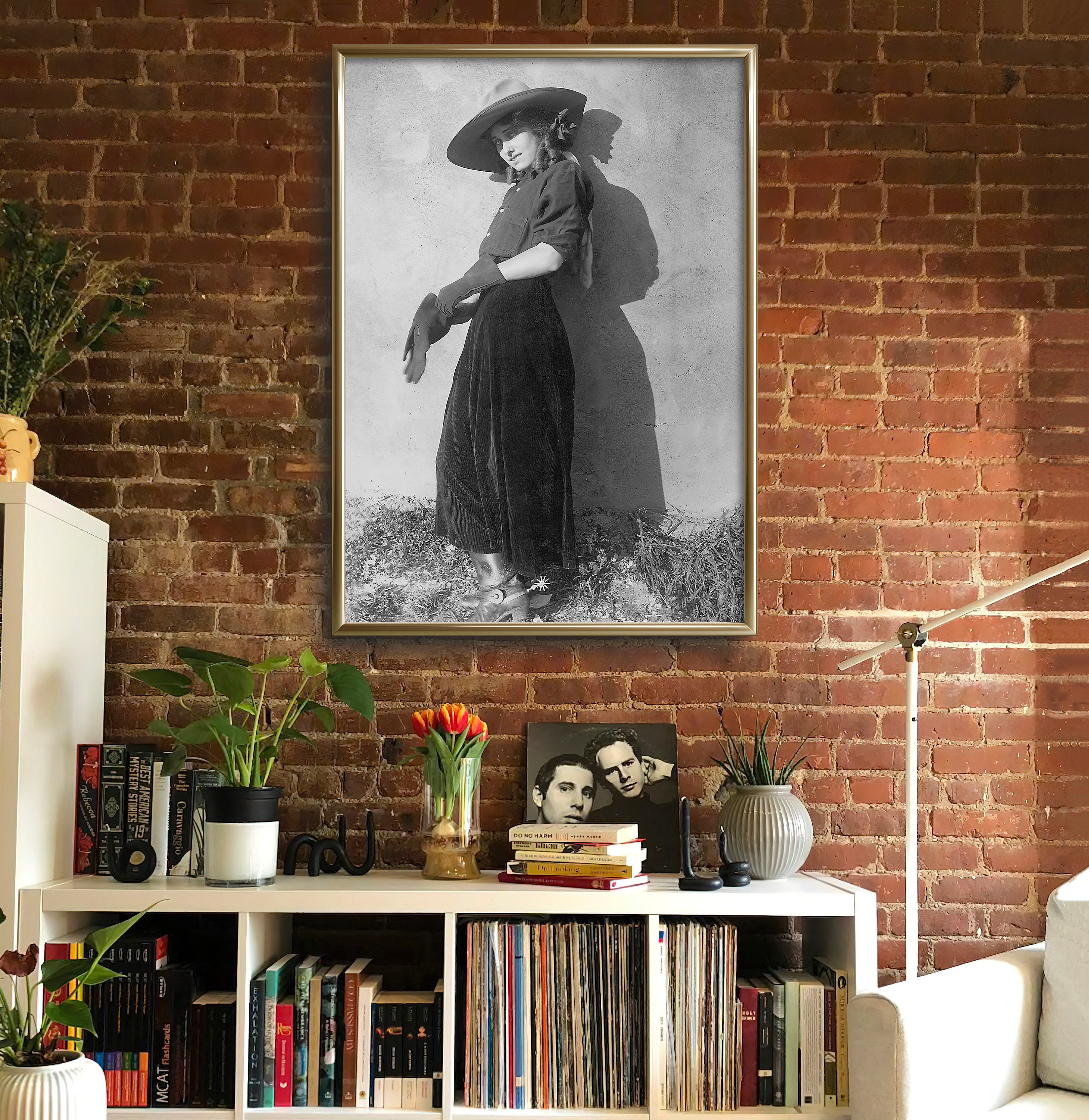 Vintage Cowgirl Photo, Black and White Western Wall Art (digital