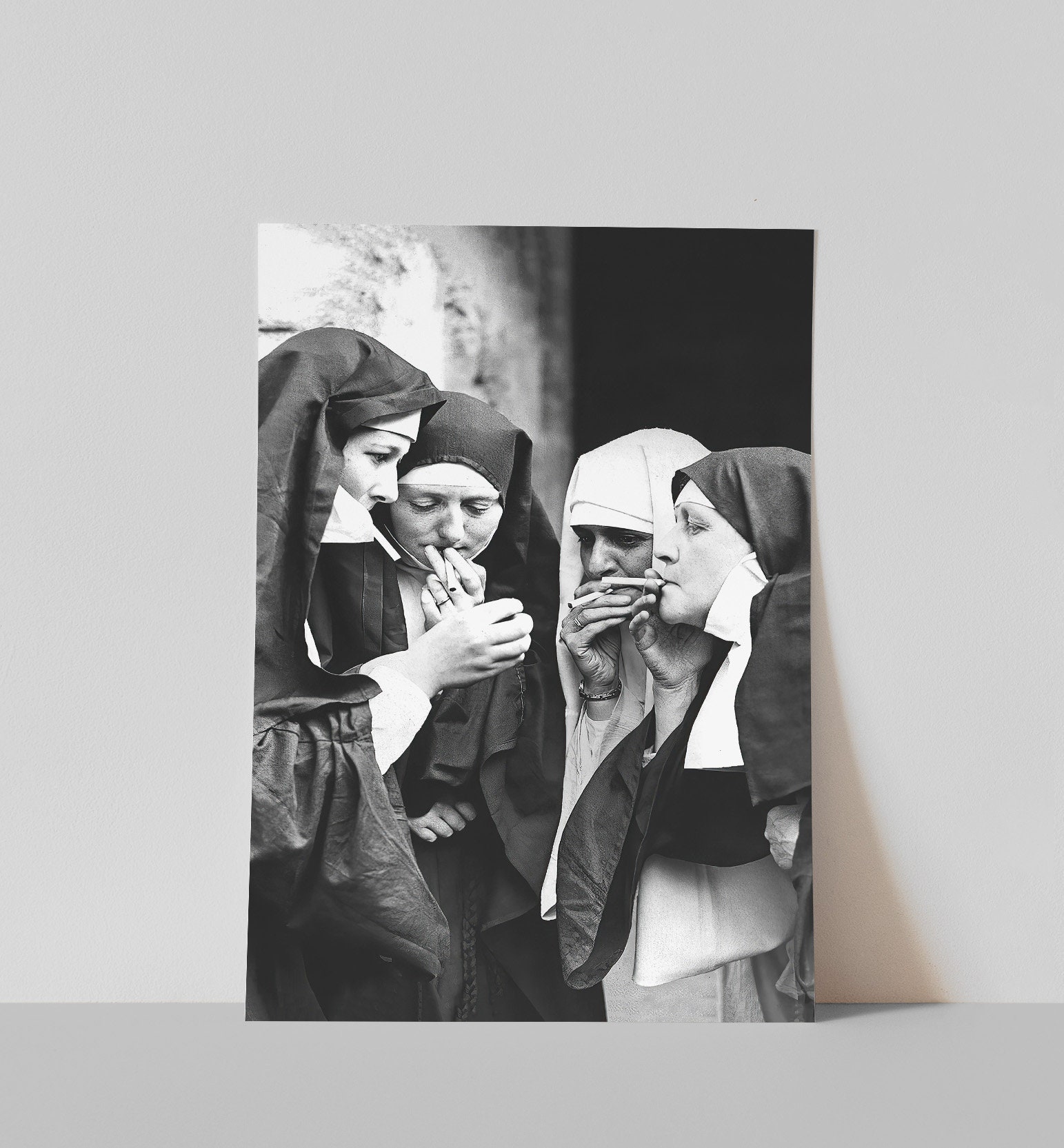 nuns smoking cigarettes print NATVVA Wall Art Black White Posters Canvas Prints Painting Wall Decor Art Picture Artwork Home Decor For Living Room For Gifts No Frame: Posters & Prints Smoking Nuns Duvet Cover by