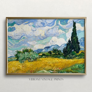 Wheatfield with Cypress | Van Gogh Wall Art | Vintage Wall Art | Colorful Art | Vibrant Wall Art  Digital DOWNLOAD | PRINTABLE Wall Art #309