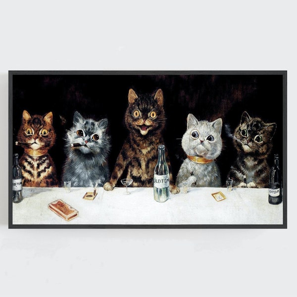 Samsung Frame TV Art, Bachelor Party Cats, Cat Wall Art, Vintage Wall Art, Funny Wall Art, Digital DOWNLOAD, Digital Art for Tv