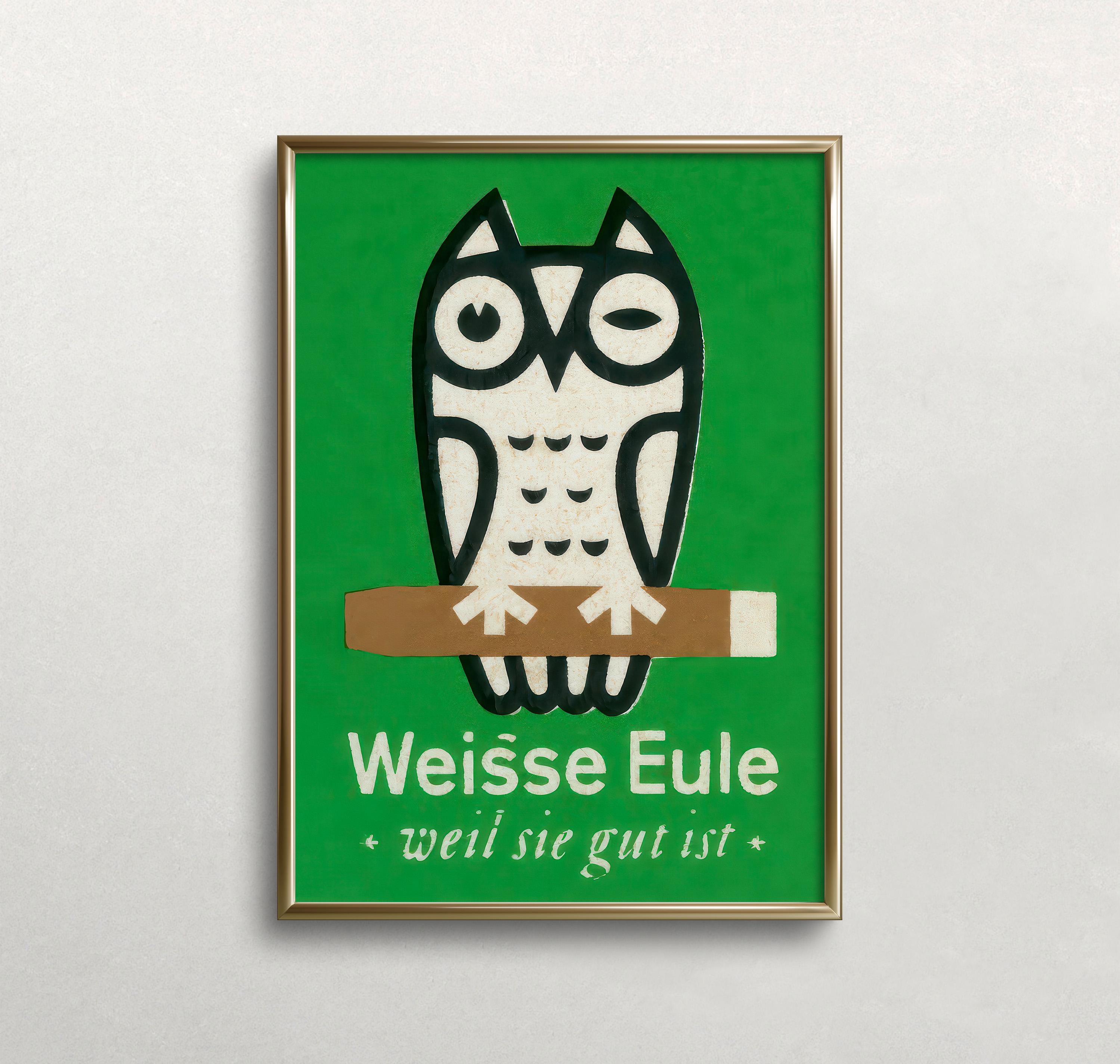 Owl Wall Art, Vintage Owl Print, Matchbox Label Art, Asian Wall Decor,Japanese Art, Digital DOWNLOAD
