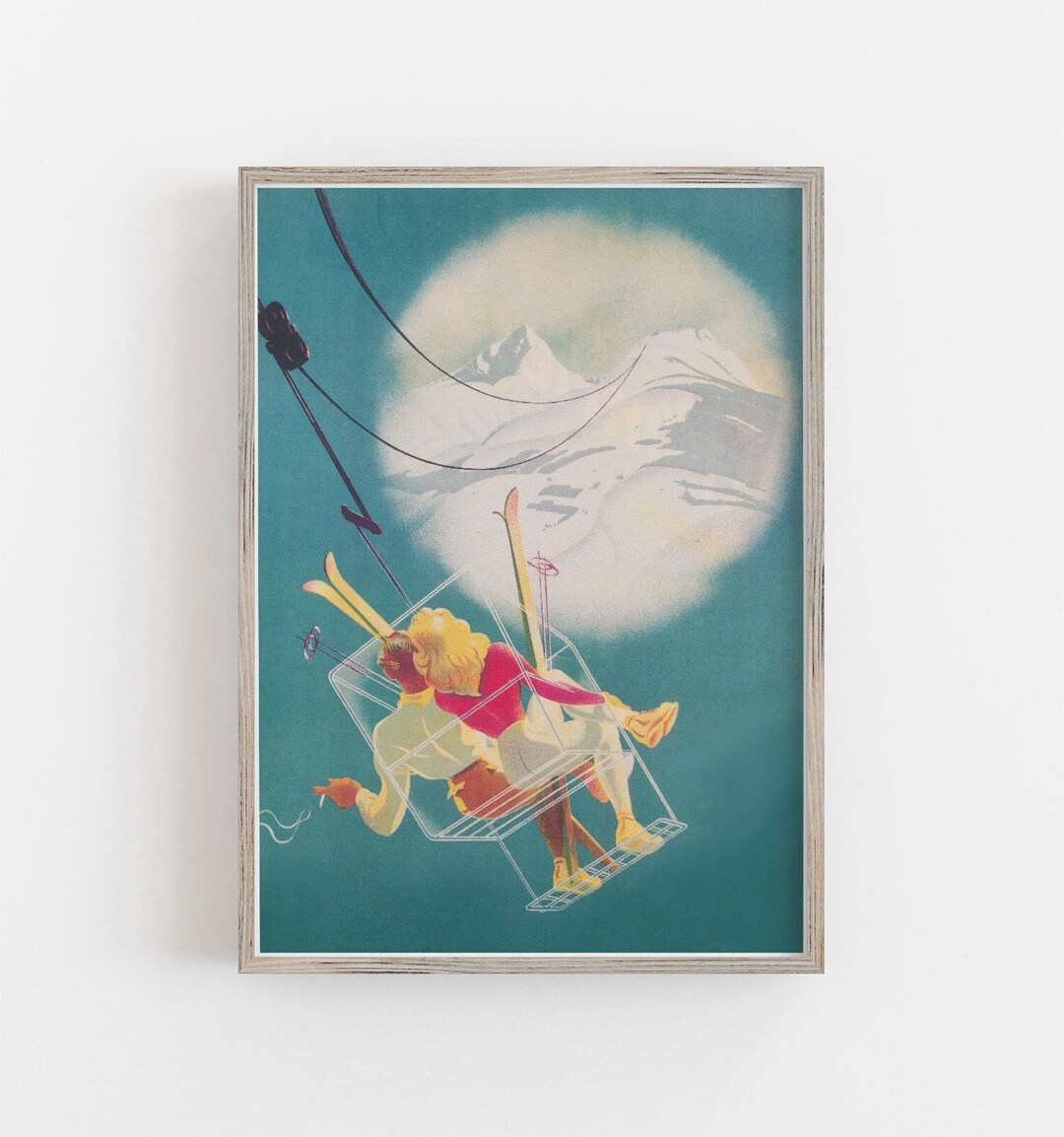 Vintage Ski Poster, Ski Wall Art, Snow Skiing Print, Winter Wall Art