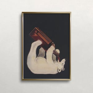 Vintage Polar Bear Poster Art: Funny Bar Wall Decor (Digital Download)
