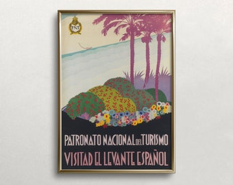 Vintage Spain Travel Poster: Coastal Wall Art (Digital Download)