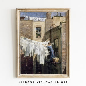 Vintage Laundry Day-kunstprint: boerderijmuurdecoratie (digitale download)