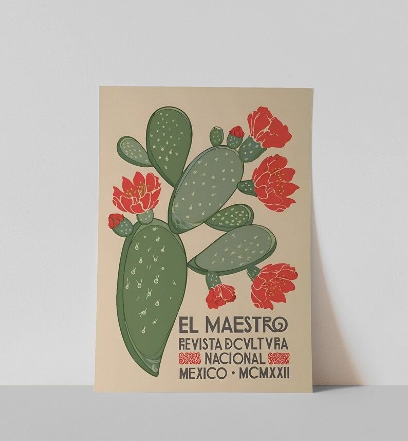 El Maestro Kaktustryck: Vintage Mexikos väggkonst (digital nedladdning) bild 8
