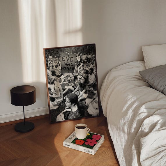 Feminist Protest Art Print: Eve Was Framed, Vintage Black and White (Digital Download)