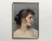 Vintage Woman Portrait Print | Muted Neutral Colors | Antique Art (Digital Download)