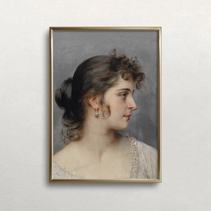 Vintage Woman Portrait Print | Muted Neutral Colors | Antique Art (Digital Download)
