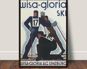 Art Deco Ski Poster | Etsy