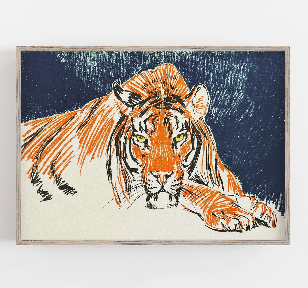 Tiger Wall Art Vintage Wall Art Vintage Tiger Print Wild - Etsy