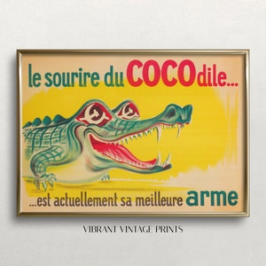 Arte de pared de cocodrilo, arte de pared de cocodrilo, arte de pared vintage, cartel de cocodrilo, decoración de pared retro, colorido, DESCARGA DIGITAL, arte de pared IMPRIMIBLE