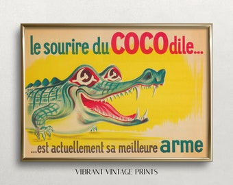 Vintage Crocodile Poster: Retro Alligator Wall Art (Digital Download)
