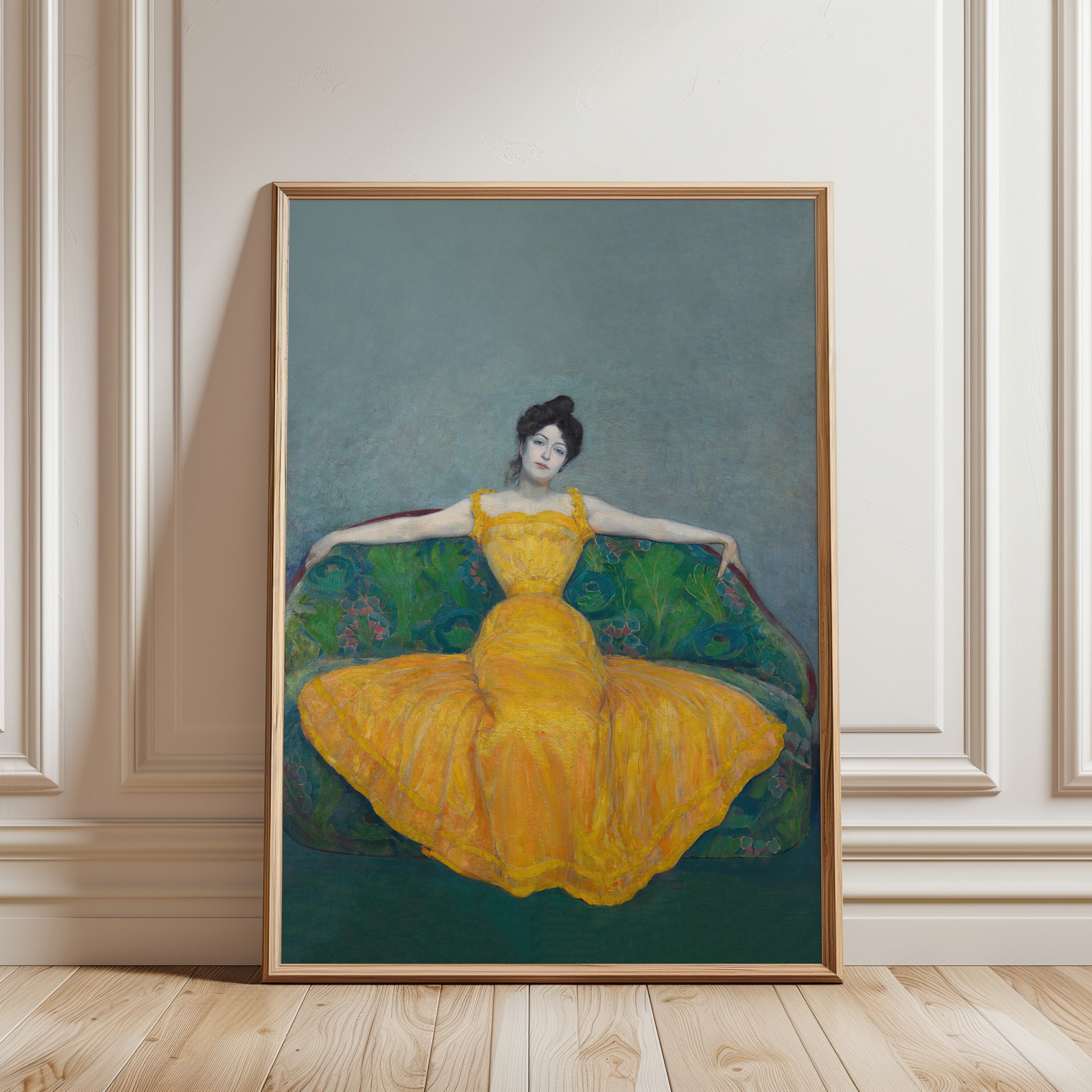 Vintage Woman in Yellow Dress Art Print: Antique Portrait (digital ...