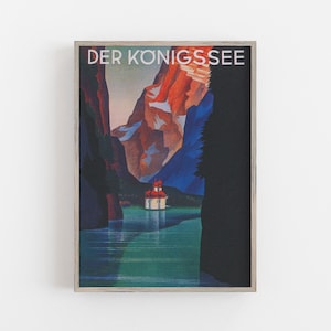 Konigssee Lake Art, Germany Poster, Berchtesgadener, Travel Poster Art, Germany Travel Colorful Wall Art PRINTABLE Wall Art Digital Download