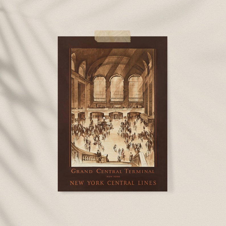 Vintagetryck av Grand Central Station: Resekonst i New York (digital nedladdning) bild 8