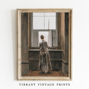 Woman at Window Print | Woman Portrait | Vintage Wall Art | Muted Neutral Colors Antique Wall Decor Digital DOWNLOAD |PRINTABLE Wall Art #26