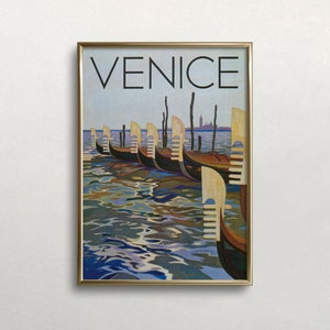 Arte de parede de Veneza, Arte de parede vintage, Pôster de viagem de Veneza, Arte de parede da Itália, Arte de gôndola, DOWNLOAD DIGITAL, Arte de parede para impressão