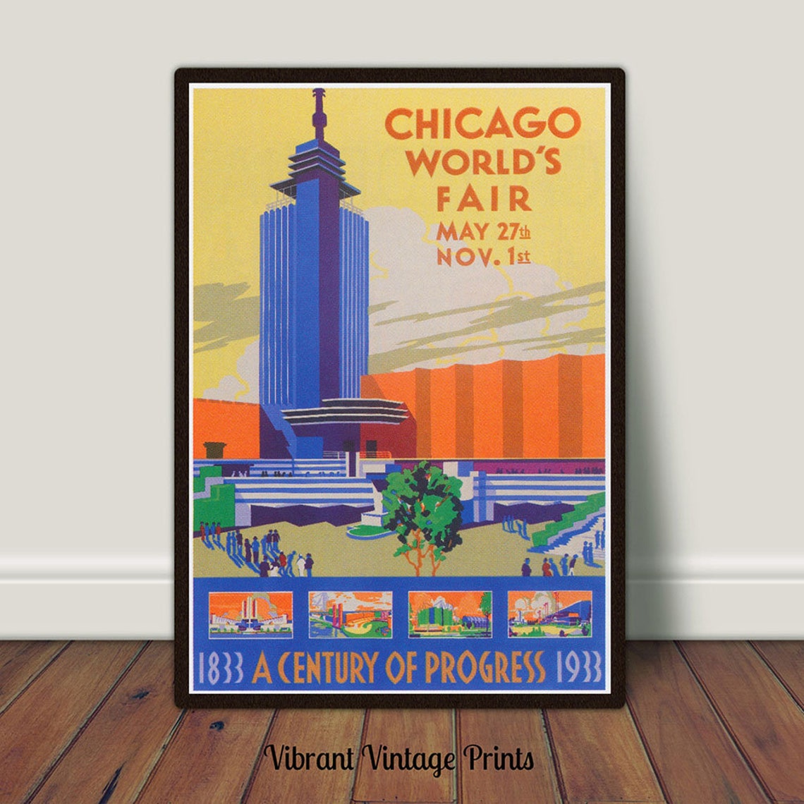 Chicago Wall Art Vintage Poster Chicago Print 1933 Etsy