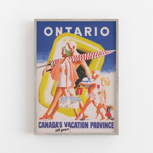 Vintage Ontario Canada Travel Poster: Retro Beach Wall Art (Digital Download)