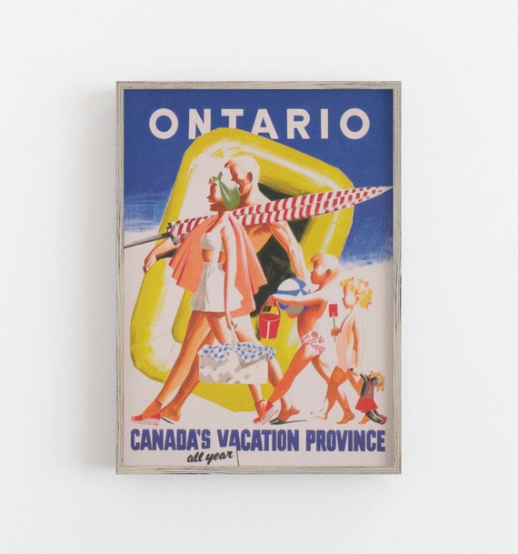 Vintage Ontario Canada Travel Poster: Retro Beach Wall Art (Digital Download)