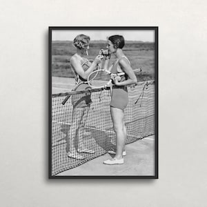 Women Tennis Players, Black and White Art, Vintage Wall Art, Cigarette Break, Women Sports Art, DIGITAL DOWNLOAD, PRINTABLE Art image 3