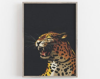 Vintage Leopard Art Print: Dark Moody Safari Animal (Digital Download)
