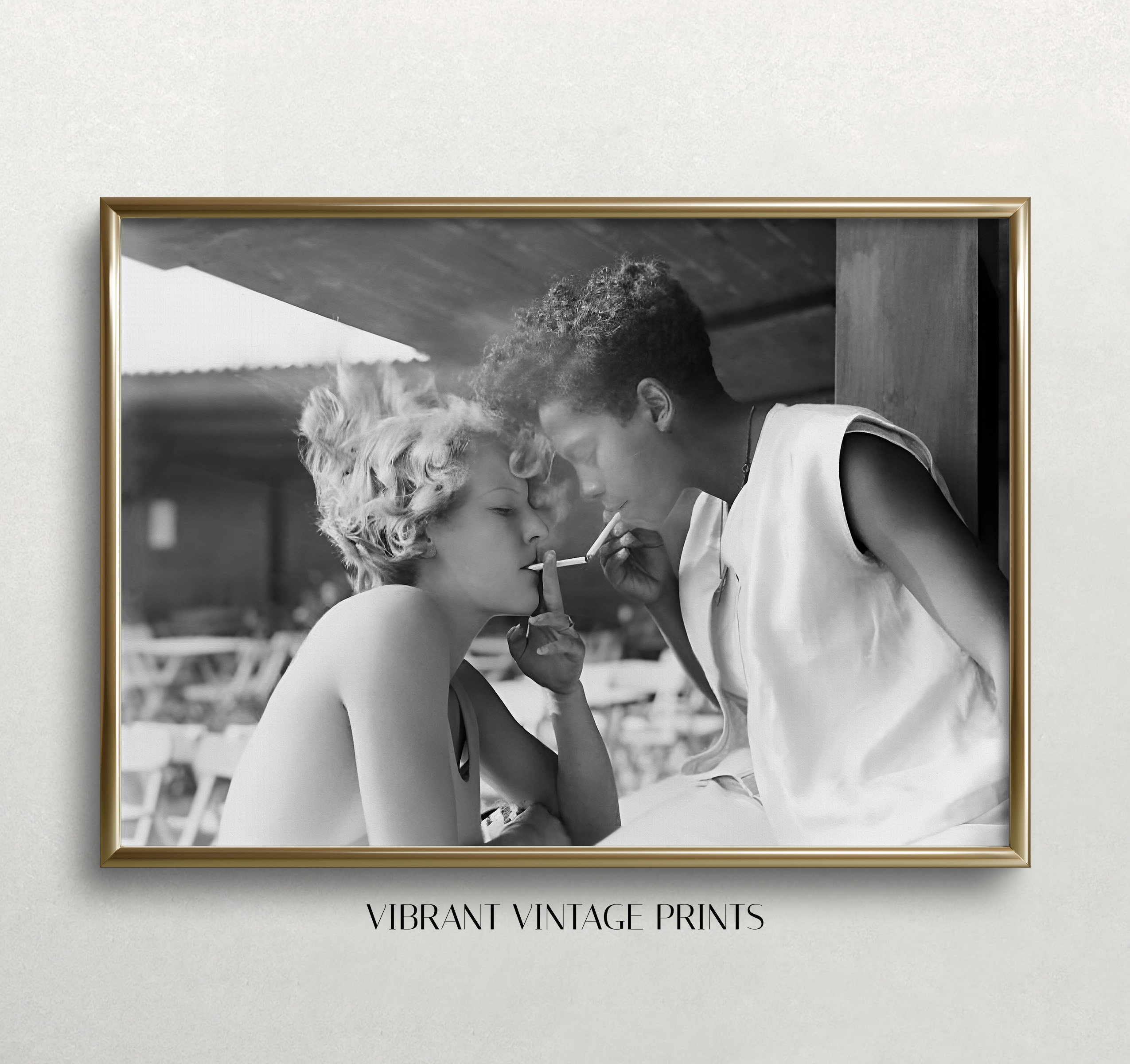 lesbians smoking cigarettes Vintage Women Smokers Print: Black and White Lesbian Art (digital Download)