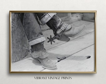 Vintage Cowboy Boots Photo: Wild West Black and White Art (Digital Download)