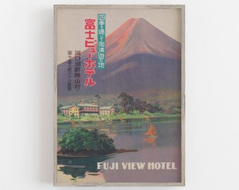 Vintage Mt. Fuji Travel Poster: Fuji View Hotel Art Print (Digital Download)
