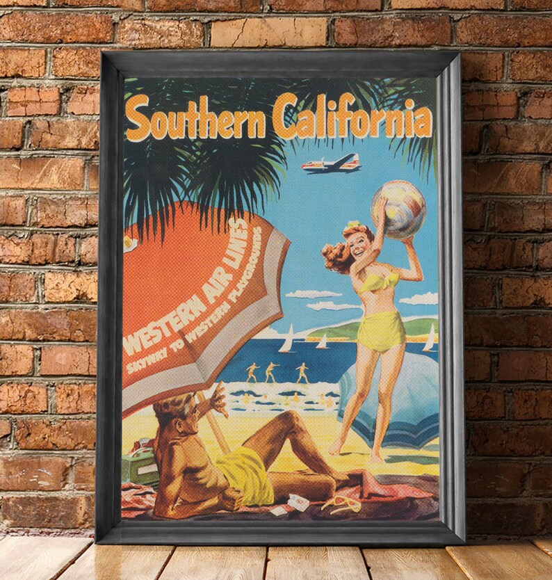 Southern California Print Beach Wall Art Vintage Wall Art Etsy