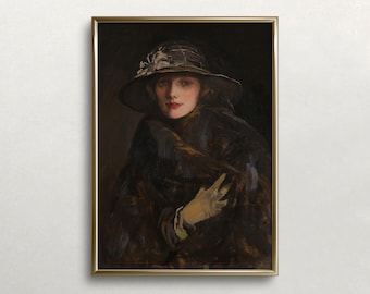 Victorian Woman Portrait: Moody Dark Academia Wall Art (Digital Download)