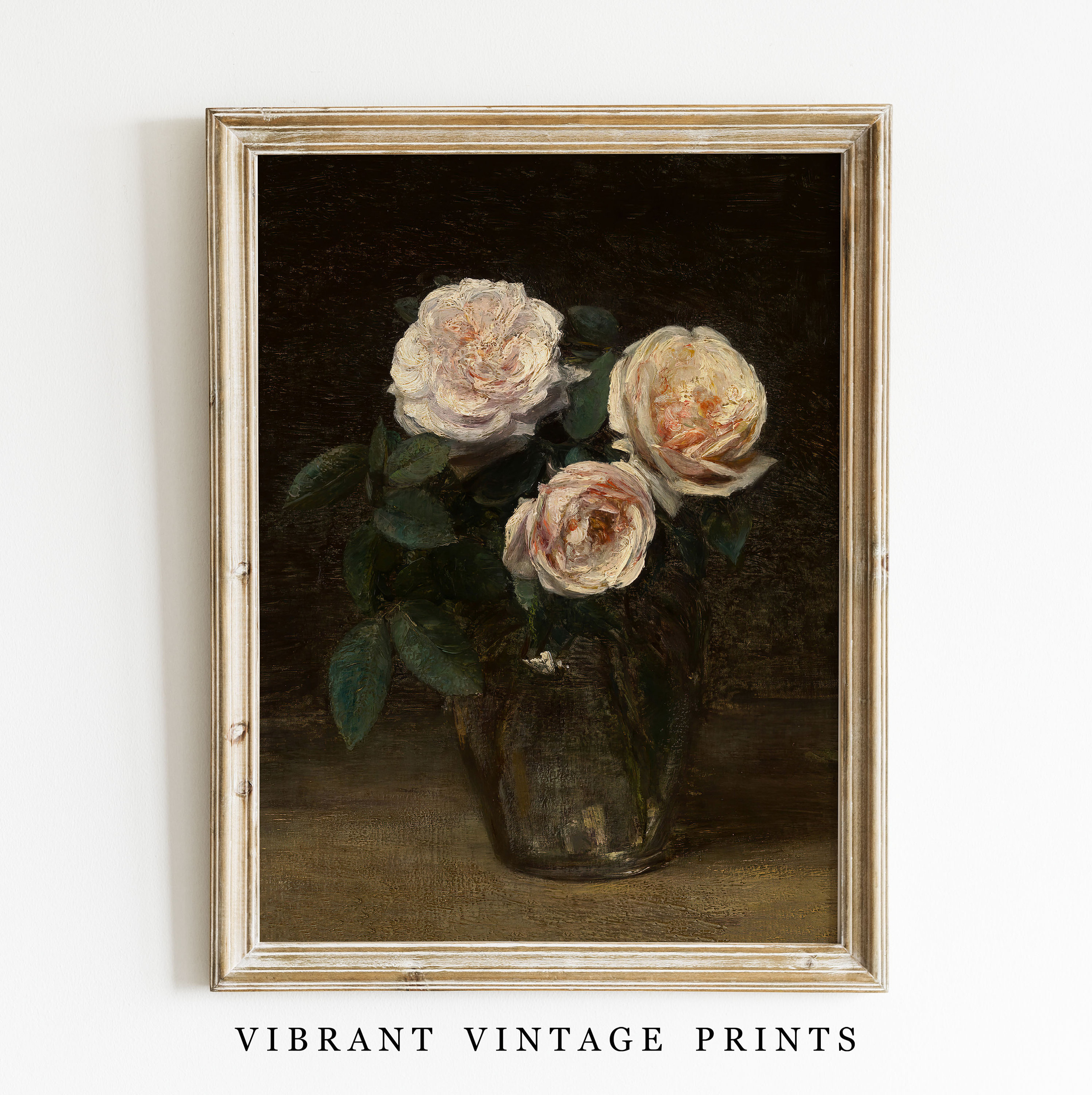 Vintage Pink Roses Painting: 18th Century Antique Wall Art (Digital Download)