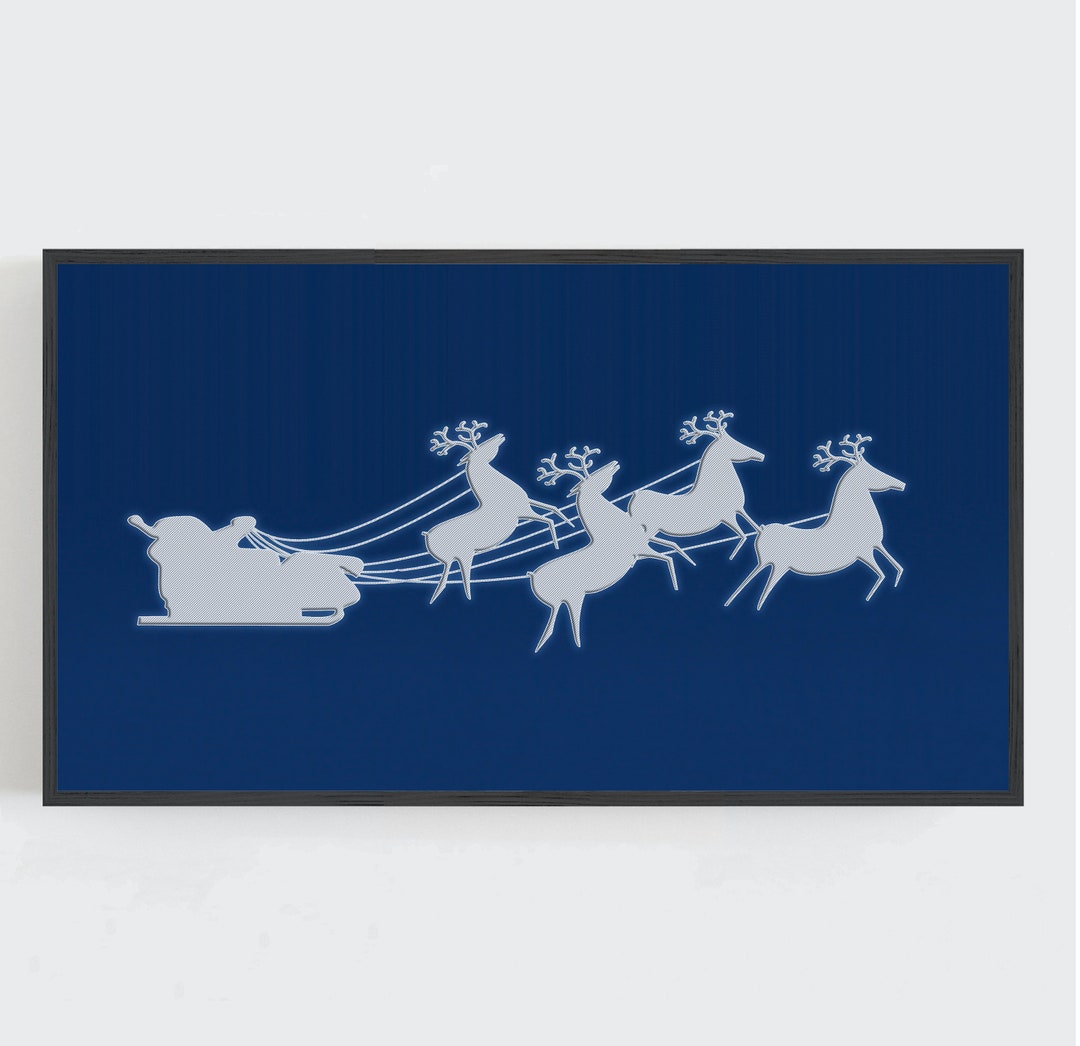 Samsung Frame TV Art Christmas Wall Art Santa and Sleigh Etsy