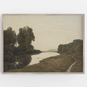 Arte paesaggistica fluviale / Arte murale vintage / Arte paesaggistica tenue / Arte estiva / Decorazione murale antica / DOWNLOAD digitale / Arte murale STAMPABILE n. 34