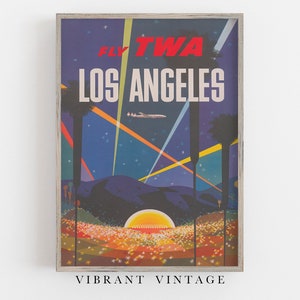 Pôster de viagem vintage de Los Angeles: Arte de parede retrô da Califórnia (download digital)
