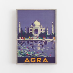 India Print, India Wall Art, Taj Mahal Print, Vintage Wall Art, India Poster, Agra India Print, Travel, DIGITAL DOWNLOAD, PRINTABLE Wall Art