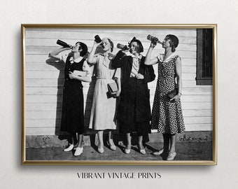 Beer Drinkers, Black and White Art, Vintage Wall Art, Funny Wall Art, Women Drinking Beer, Bar Wall Decor, DIGITAL DOWNLOAD, PRINTABLE Art