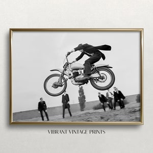 Motociclista, Arte en blanco y negro, Arte de pared vintage, Impresión de motocicleta vintage, Temerario, DESCARGA DIGITAL de foto antigua, Arte de pared IMPRIMIBLE
