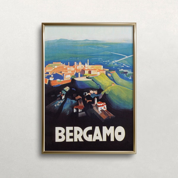 Bergamo Italy Print, Vintage Wall Art, Italy Travel Poster, Italy Wall Art, Italy Print, DIGITAL DOWNLOAD, PRINTABLE Art, Large Wall Art