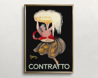 Contratto Champagne Vintage Art Print: Bar Cart Decor (Digital Download)